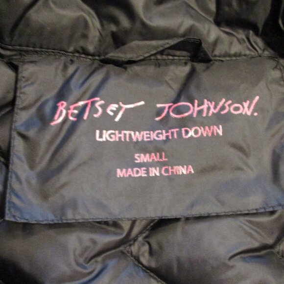 Betsey Johnson Woman Small Black Full Zip Pockets Feather Down Winter Coat - Picture 6 of 8